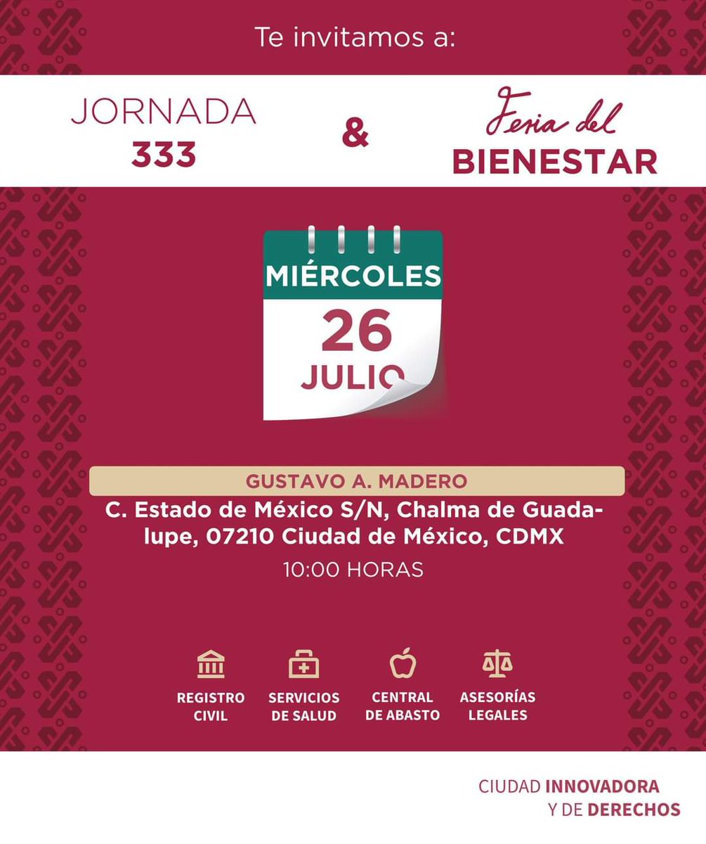Direj_PCGAM's tweet photo. Te invitamos a la Feria del Bienestar y a la Intervención del Programa #BienestarEnTuColonia que tendrá lugar el día de mañana en la Alcaldía G.A.M.

#TrabajamosParaTi
#CiudadDeDerechos
#HonestidadQueDaResultados

@martibatres 
@RigoSalgadoV 
@erika_jurez 
@RodrigoCortesMX https://t.co/7vxACDCWcn