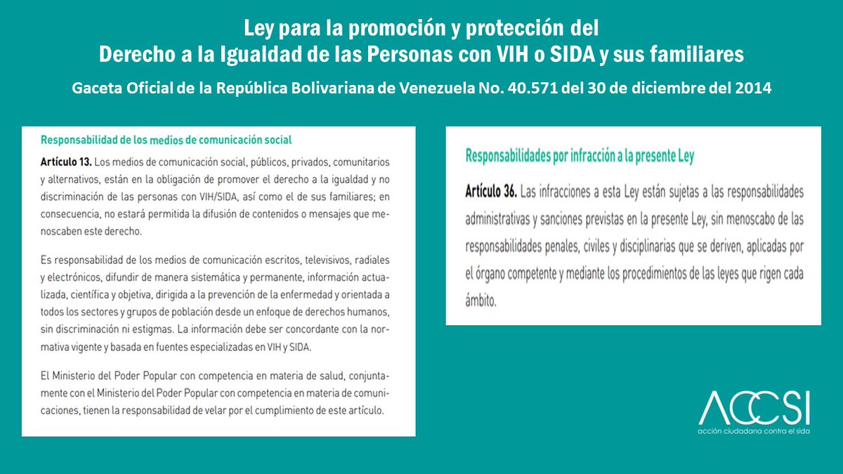 ACCSI_VIHSIDA's tweet photo. Exigimos a @Defensoria_Vzla ejercer acciones en procesos judiciales y administ para proteger a personas VIH y grupos vulnerables c/aquellos periodistas y medios que difundieron contenidos discriminatorios y prejuiciosos sobre vivir con VIH y orientación sexual caso 33 detenidos. https://t.co/5IHBkFUKYq