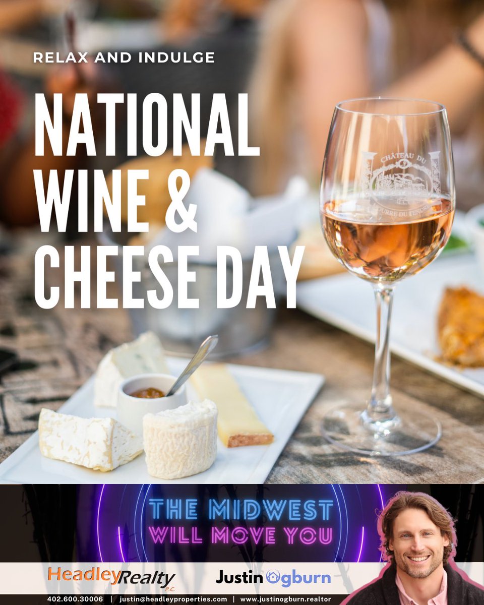 JustinOgburnREA's tweet image. 🍷🧀 Celebrate the perfect pairing of exquisite wines and delicious cheeses, and let the flavors take you on a delightful journey. Cheers!

#NationalWineAndCheeseDay #WineLoversUnite #CheeseObsession #PerfectPairing #CheersToThat
