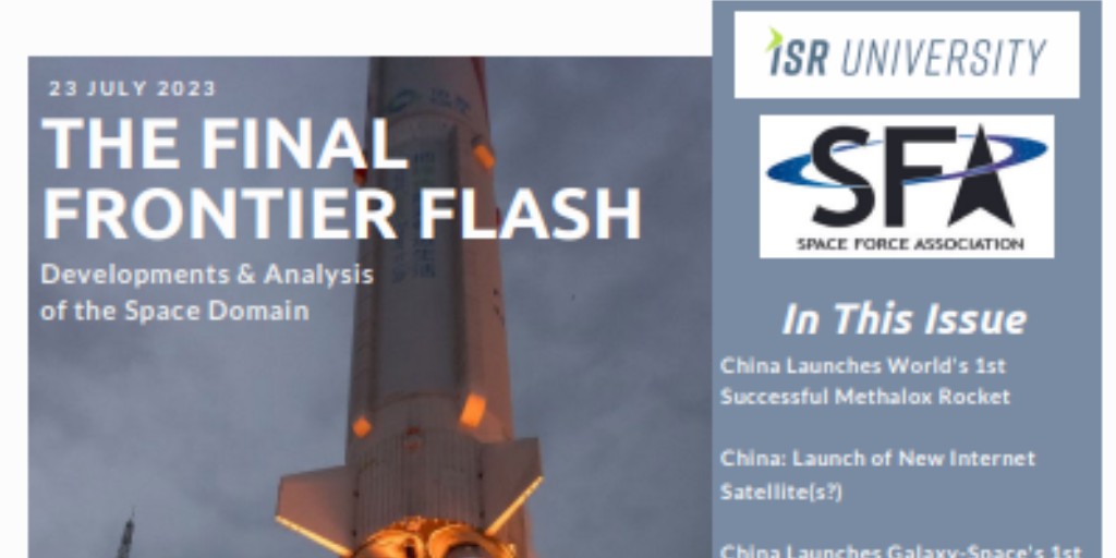 📰 The latest issue of Final Frontier Flash, from our partners at @IntegrityISR, explores the critical importance of space advantage and how it must be gained as we prepare for the next battle. 

Read more and subscribe online  ⬇️
isruniversity.com/final-frontier…

#spacedomain