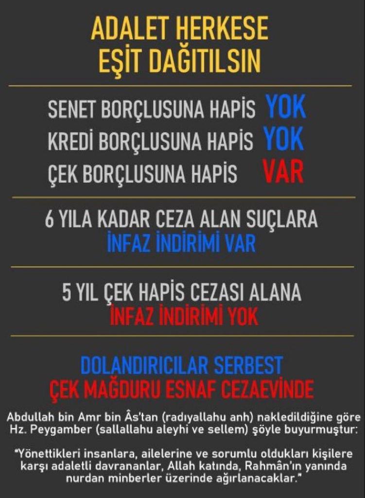 <a href="/5941CekYasasi/">5941 ÇEK YASASI MAĞDURLARI</a> <a href="/tgrthabertv/">TGRT HABER</a> <a href="/orkunyaz/">Orkun Yazgan</a> <a href="/BY/">Binali Yıldırım</a> <a href="/Hayati_Yazici/">Hayati Yazıcı</a> <a href="/_cevdetyilmaz/">Cevdet Yılmaz</a> <a href="/yilmaztunc/">Yılmaz TUNÇ</a> <a href="/avabdullahguler/">Abdullah Güler</a> <a href="/mehmedmus/">Dr. Mehmet Muş</a> <a href="/avaliozkaya/">Ali ÖZKAYA 🇹🇷</a> <a href="/ramazancan0071/">Ramazan CAN🇹🇷</a> <a href="/AvOzlemZengin/">Av. Özlem Zengin 🇹🇷</a> <a href="/cemkucuk55/">Cem Küçük</a> <a href="/rezan_epozdemir/">Rezan Epözdemir</a> <a href="/ProfDrErsanSen/">Ersan Şen</a> Adalet adalet istiyoruz #CekeHapisCezasıKalksın <a href="/RTErdogan/">Recep Tayyip Erdoğan</a> <a href="/yilmaztunc/">Yılmaz TUNÇ</a> <a href="/Akparti/">AK Parti</a> <a href="/YildizFeti/">Feti Yıldız</a> <a href="/MHP_Bilgi/">MHP</a> <a href="/iyiparti/">İYİ Parti</a> <a href="/kilicdarogluk/">Kemal Kılıçdaroğlu</a>