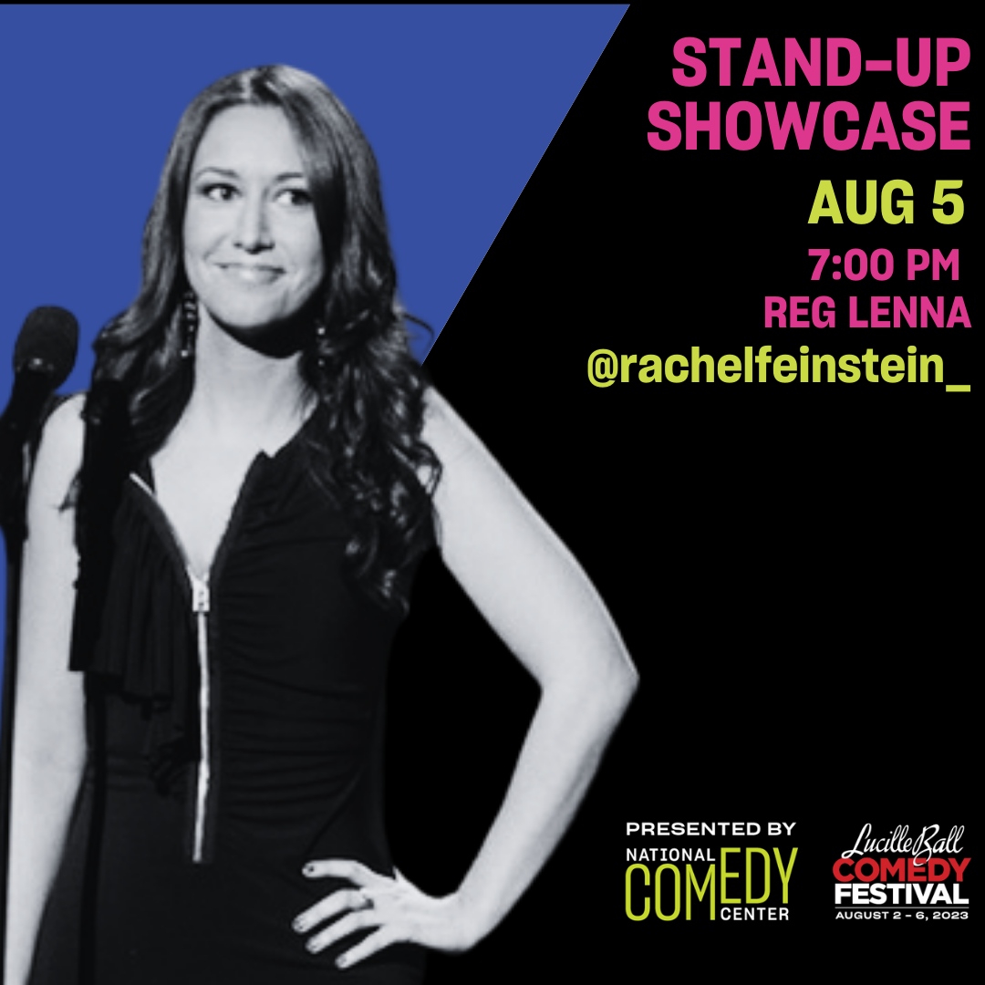 See @rachelfeinstein on Saturday, August 5 at 7PM at the @reglenna during #StandUpShowcase at #LucyComedyFest! Visit bit.ly/StandUpShowcas… for tickets and info. 🎤 #RachelFeinstein #NationalComedyCenter #LucyDesiMuseum