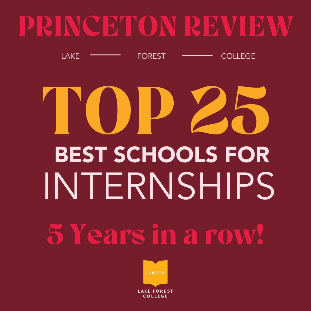 Did you know? Lake Forest College has been included in the Princeton Review’s Top 25 Best Schools for Internships for the past ⭐5⭐ years in a row! 

➡️Stay tuned this week for the start of our Internship Spotlight series featuring a variety of our students’ amazing experiences!