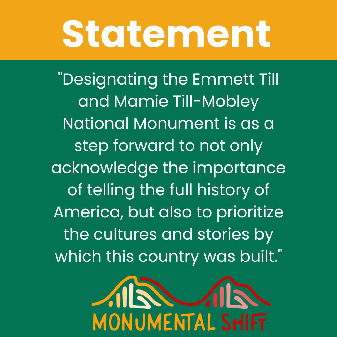 Monumental SHIFT praises the designation of the Emmett Till and Mamie Till-Mobley National Monument as a step forward to acknowledge the importance of telling America's full history &amp; prioritize the cultures by which this country was built. Read more.👇 ow.ly/pRhS50Pl9nP