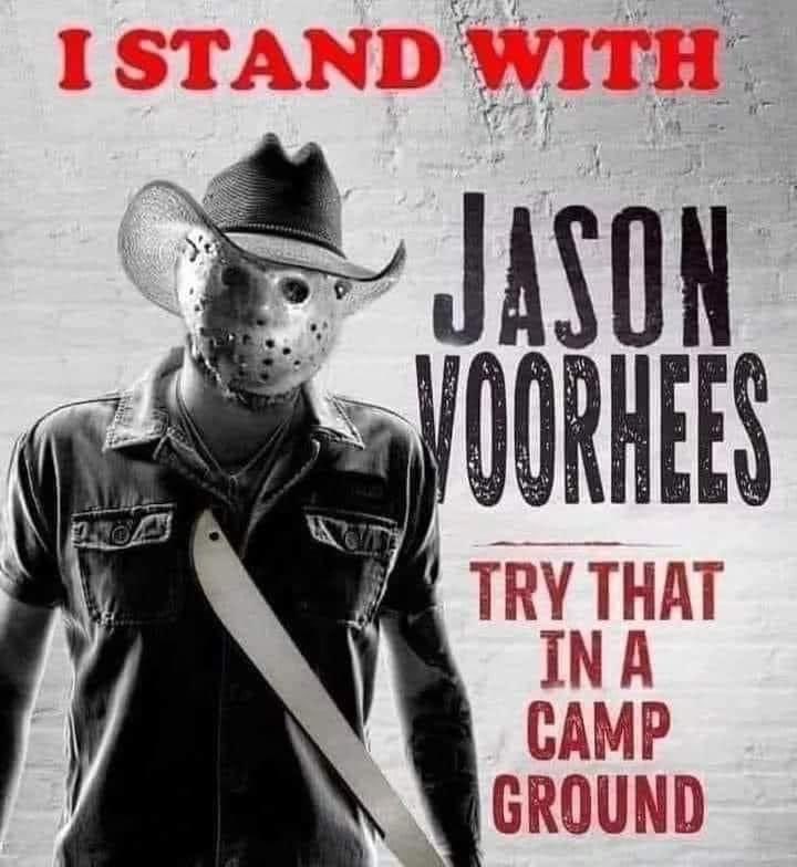 ScareTissueCom's tweet photo. I stand with Jason #jasonvoorhees #trythat #campcrystallake https://t.co/Vdwb9UsoWh