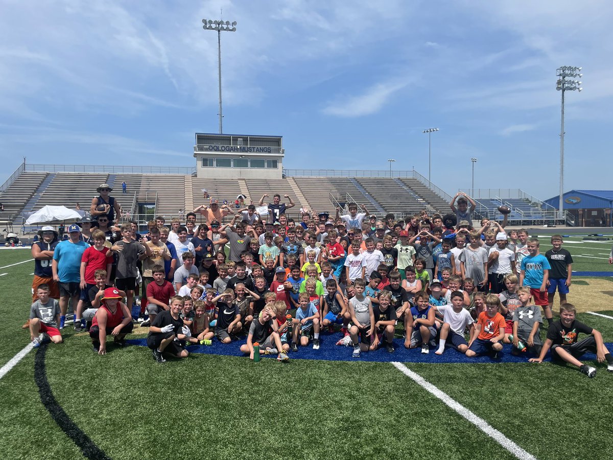 OologahFootball's tweet photo. Mustang Youth Camp 2023!  Loved having all of our Mustangs K-12 all together. #mustangfamily https://t.co/MlJvWfw5jk