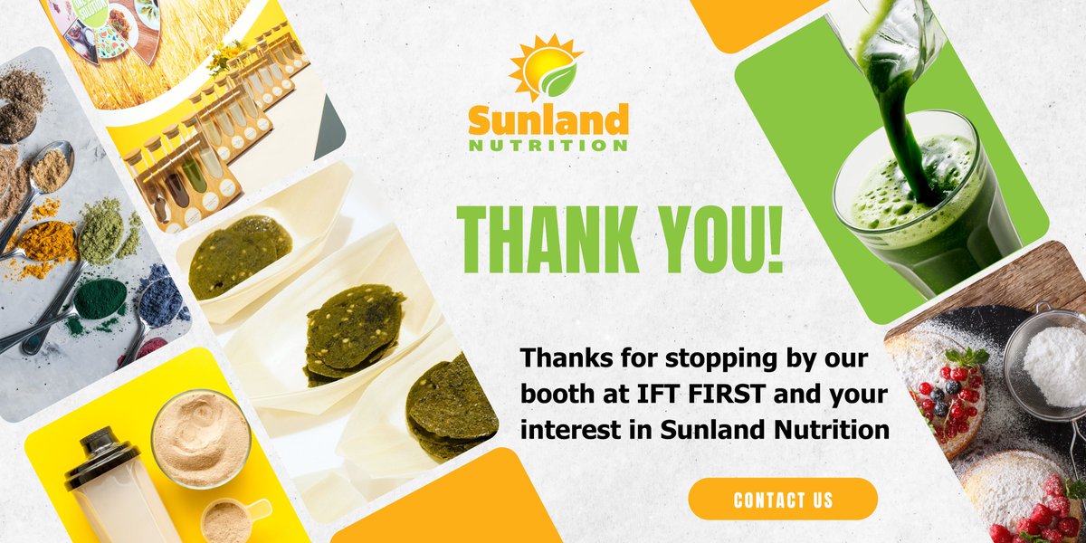 SunlandNutri's tweet image. We hope you enjoyed Institute of Food Technologists! It was a pleasure meeting you and discussing our innovative products. We appreciate your interest and would love to explore potential collaboration opportunities. sunlandnutrition.com #IFTFirst2023 #SustainableNutrition