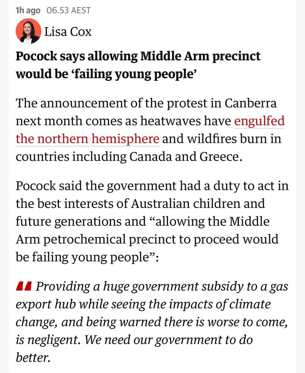 On 8 August, 80+ paediatricians, GPs, nurses & other healthcare professionals will come to parliament and call on the govt to withdraw taxpayer subsidies for the Middle Arm gas processing & export hub. I stand with them - you can join them too. eventbrite.com.au/e/do-no-harm-s…