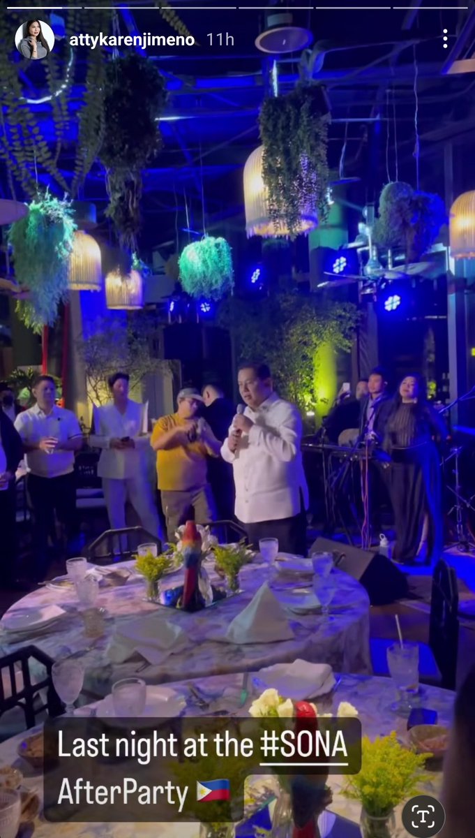 jcpunongbayan's tweet photo. Sandro: There will be no #SONA2023 after-party. Only a "meryenda."

Photos from 2 sources tell otherwise. 

That's their idea of meryenda, may catering at banda? Who paid for this SONA after-party? And what's there to celebrate, the gaslighting of the Filipino people? 🤔 https://t.co/ACiHFNtN8P