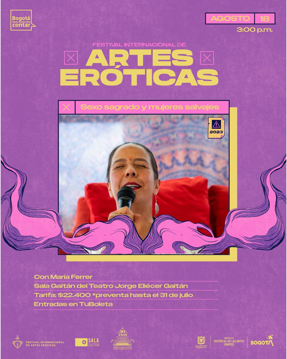 🧵1/3
¡Prográmate con el #AEFEST2023 en la #SalaGaitán! 

🔸S3xo salvaje y mujeres sagradas es una experiencia visceral par acercar a los asistentes a lo sagrado y primitivo. Un espacio seguro para que las mujeres participen desde su lado salvaje y sanen su historial s3xual.