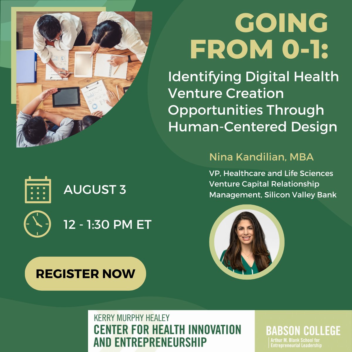 BabsonKMHCenter's tweet photo. The third @babson college online short course “Going from 0-1” on Aug. 3 will explore how you can have intentional venture creation in healthcare.

We're capped at 45 participants, so register ASAP!
https://t.co/QCE71YSgHt https://t.co/3cW82fdB2o