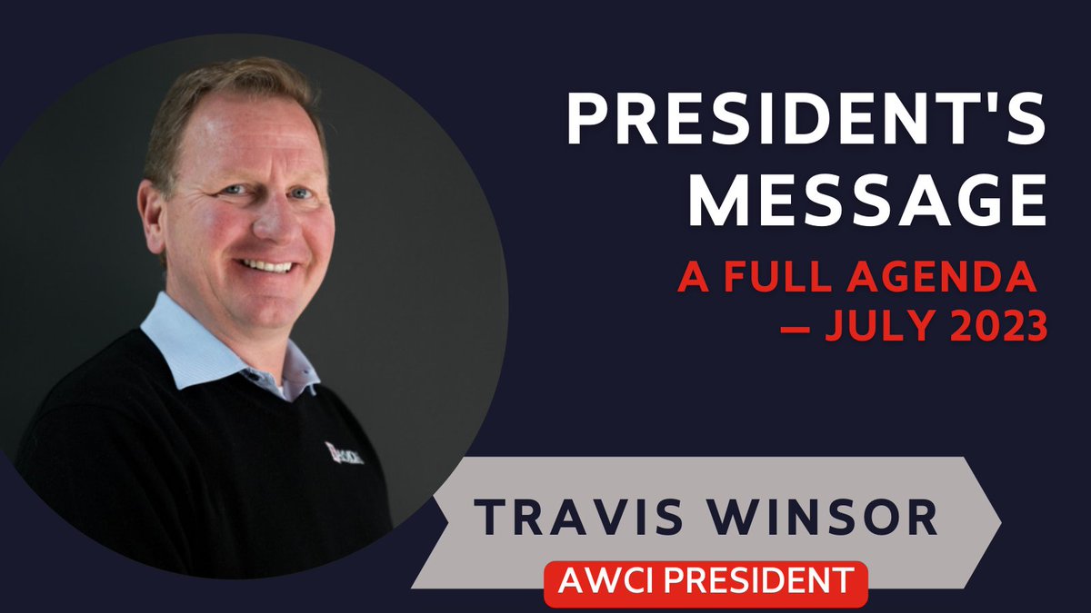 AWCI_INFO's tweet photo. "Together, we have a full agenda: enhancing AWCI as a resource to its members, furthering the Emerging Leaders Program, and, most importantly, improving the safety and well-being of our employees." https://t.co/UHkfwzPUaH @TheRaymondGroup
#AWCI23 #leadership #presidentsmessage https://t.co/3Bw8uwULo1