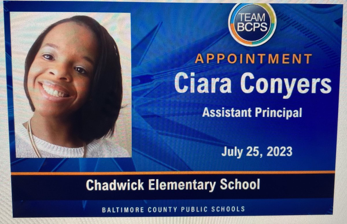 @ChadwickElem is thrilled for the appointment of @MrsConyersSDT as our new assistant principal!