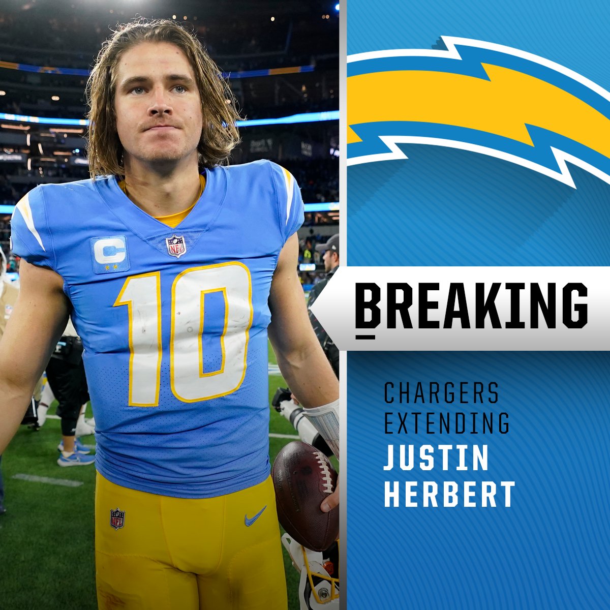 RT @NFL: Chargers, QB Justin Herbert agree to 5-year, $262.5M contract extension. (via @rapsheet, @MikeGarafolo) https://t.co/4hVKe7pANM