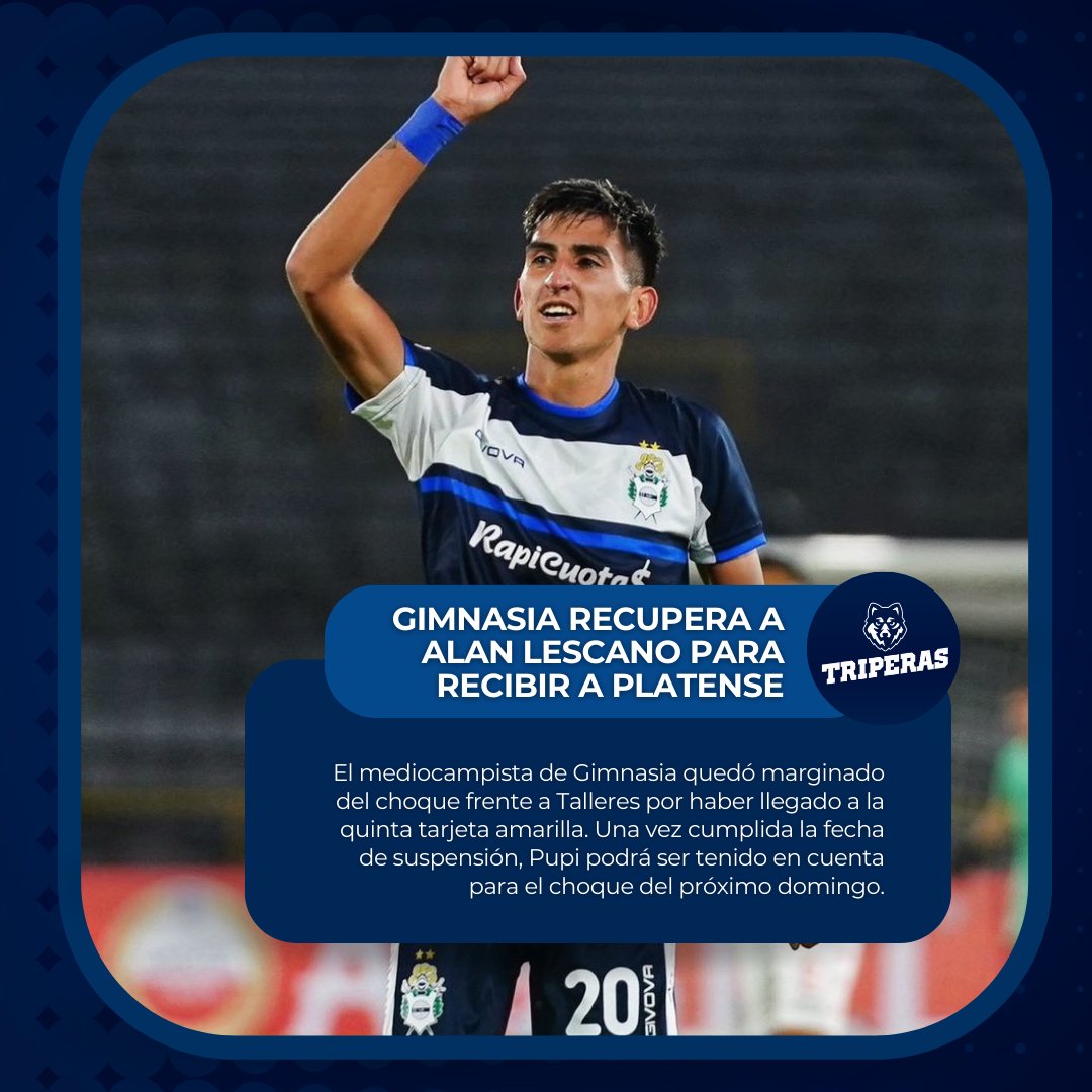 🐺 #GELP | #CGE | RECUPERA A LESCANO PARA RECIBIR A PLATENSE

El mediocampista quedó marginado del choque frente a Talleres por haber llegado a la quinta tarjeta amarilla. Una vez cumplida la fecha de suspensión, Pupi podrá ser tenido en cuenta para el choque del próximo domingo.