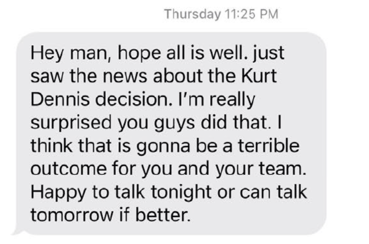JUST IN -- <a href="/MikeJohnstonCO/">Mike Johnston</a> weighs in on <a href="/dps_k12/">Denver Public Schools</a> firing of McAuliffe principal Kurt Dennis

Dennis was fired after talking about district's weapons pat-down policy with 9News.  

Hours after 9News broke the story, then Mayor Elect Johnston sent this text to DPS Superintendent