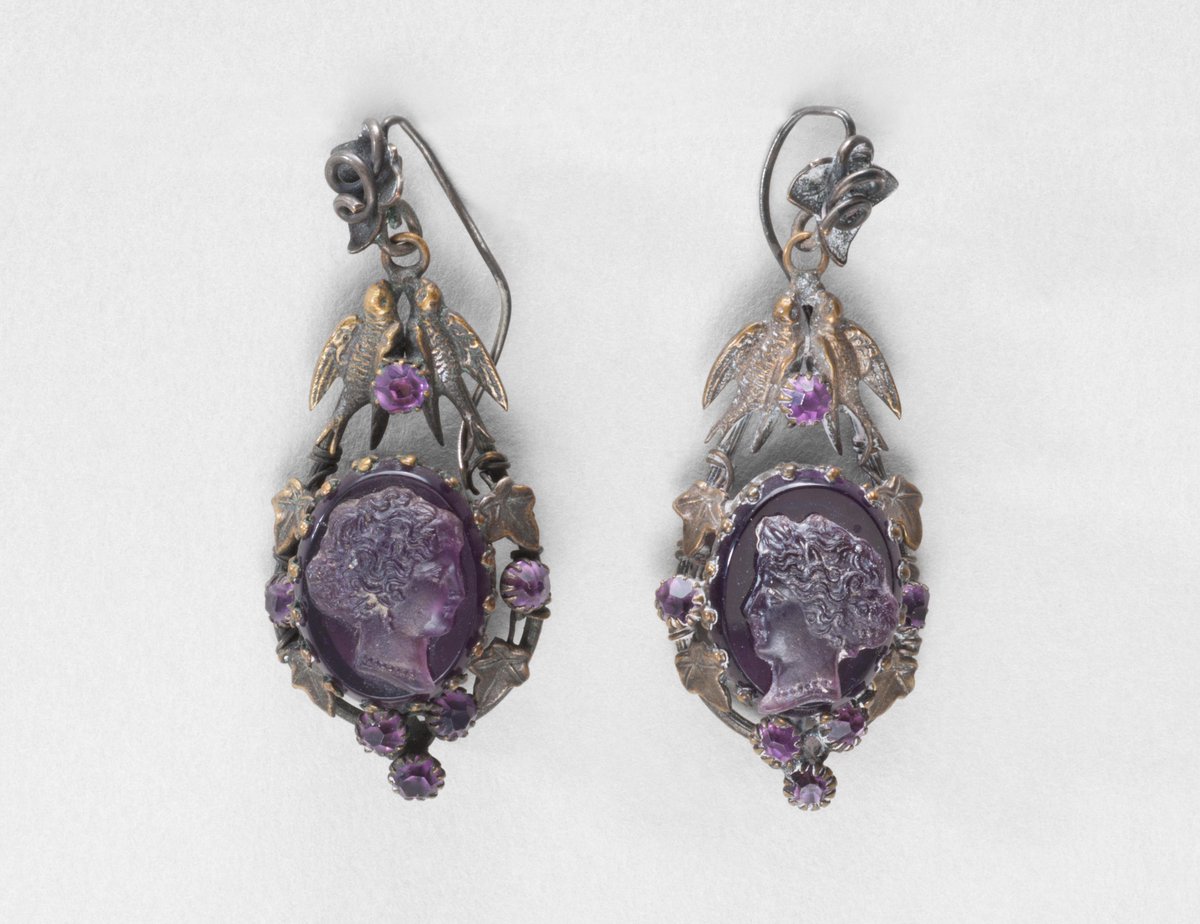 wikivictorian's tweet image. Amethyst earrings, 19th century. Philadelphia Museum of Art.