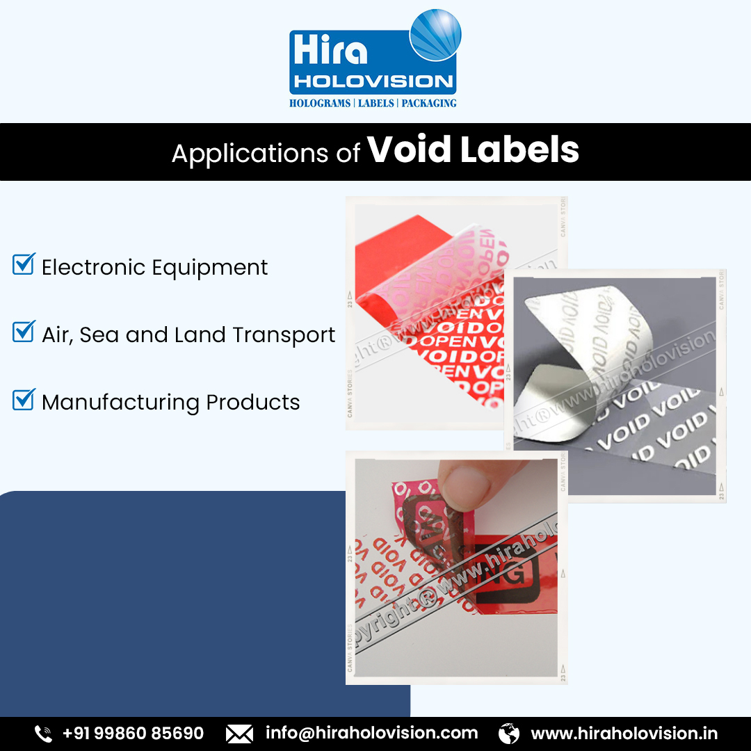 HHolovision's tweet image. Void Labels find their utility across various industries. Safeguard your #electronicequipment, secure your transported products and protect your manufacturing products.
visit- hiraholovision.in/products/void-…

#hiraholovision #voidlabels #electronicequipments #manufacturingproducts