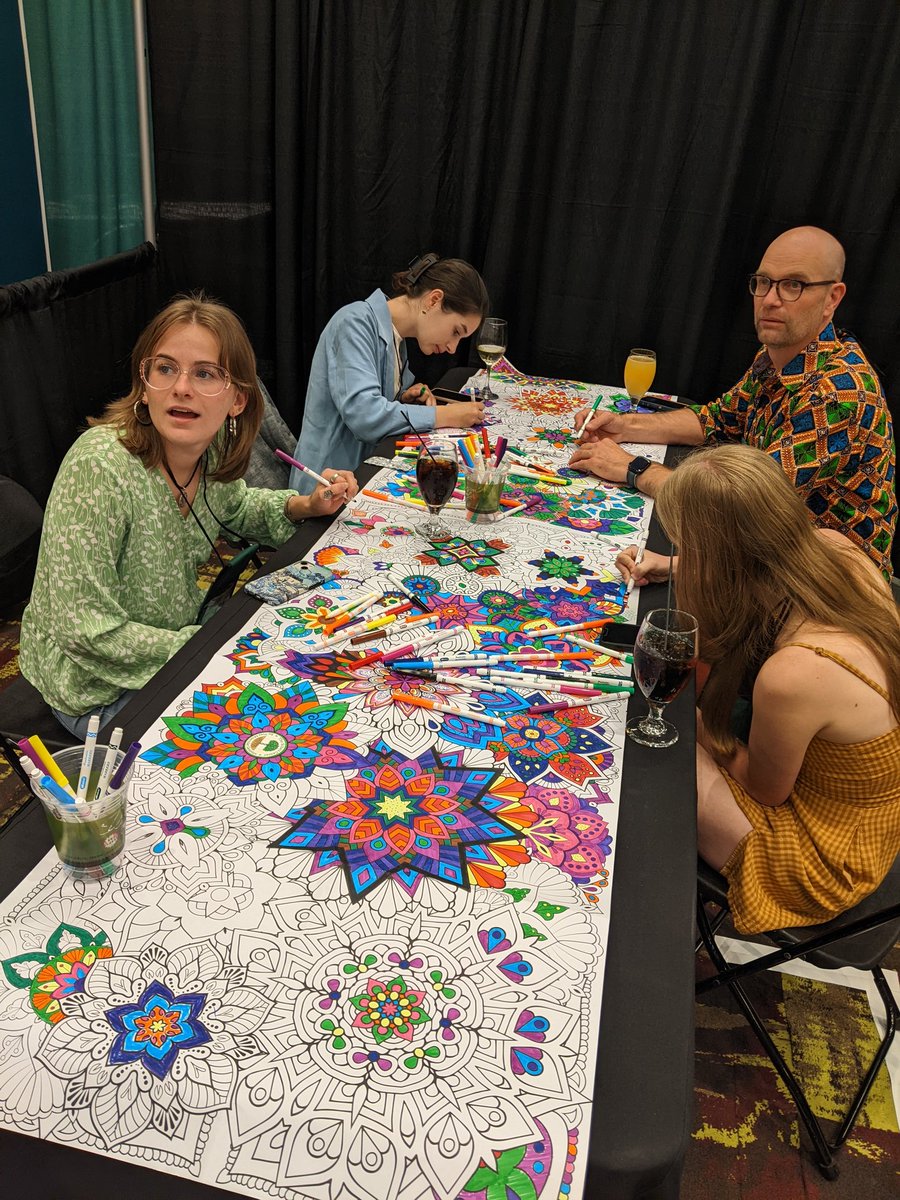 KristenNolting's tweet photo. Caught the #MartineMachine contributing to the #Botany2023 botanical mural! Great job staying in the lines @MartineBotany 😉 https://t.co/sTz3OJNPWG