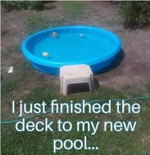 kimkomando's tweet photo. Decking out the kiddie pool like it's the cover of a luxury home magazine! 🎉💡 Who knew a stool could double as a pool deck? For more unique takes on tech and life, follow @KimKomando. #LuxuryOnABudget #DIYWin https://t.co/1J4XoTqIQi
