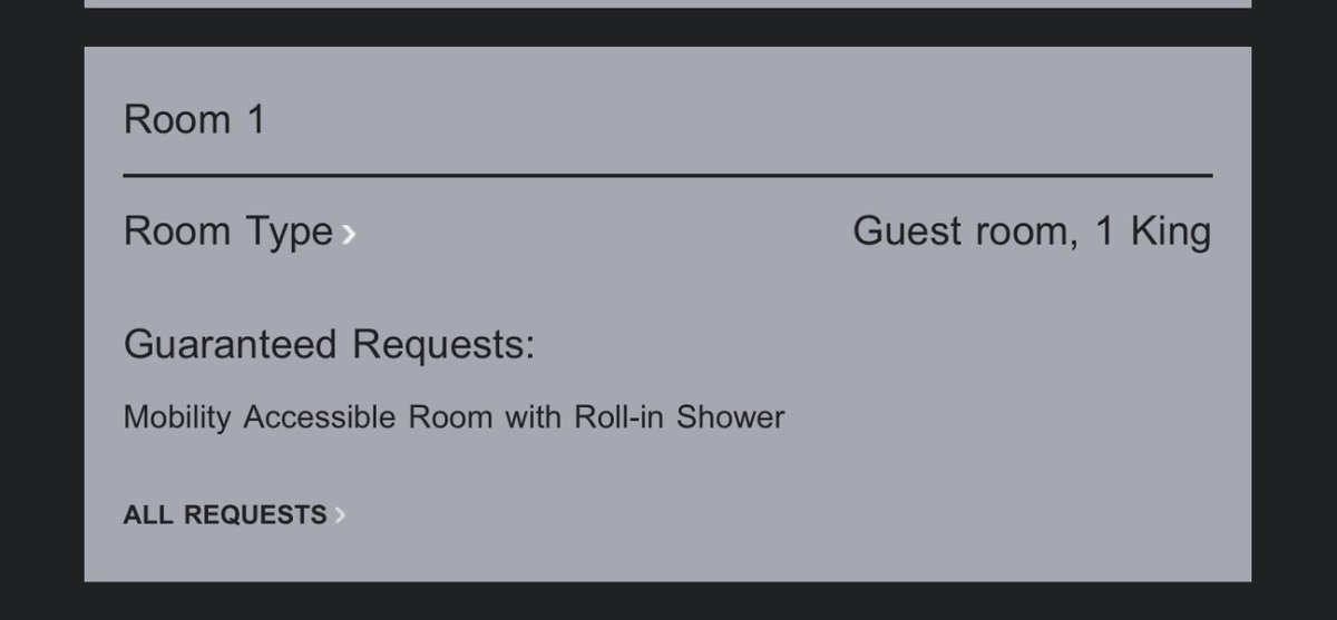 Hi <a href="/Marriott/">Marriott Hotels</a>! Wondering if you might need a refresher on the definition of "guaranteed" because my reservation does indeed guarantee a room with a roll-in shower and I got a "hearing accessible" room with a bathroom I barely fit in. Why does this keep happening? Fix your system.