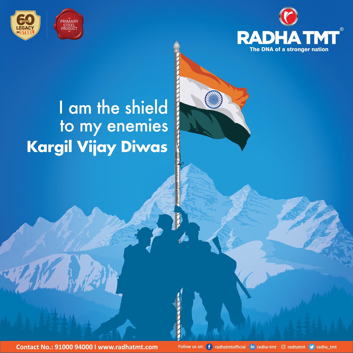 Radha_TMT's tweet photo. We salute the bravehearts who fought for our country and made the supreme sacrifice. Their courage and sacrifice will never be forgotten.
Check us out at: https://t.co/La1g1x0zF0
#RadhaTMT #550DLRF #Rhino600 #uniqueness #uniquebars #trust #victory #Kargil_Vijay_Diwas https://t.co/VNFuljk6UH