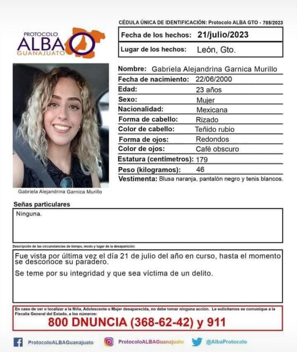 vaitiaremateos's tweet photo. Espero que me puedan ayudar a compartir esta ficha de búsqueda y que Gabriela pueda reunirse pronto con su familia 
@ProtocoloAlba https://t.co/0qONmnRyEq