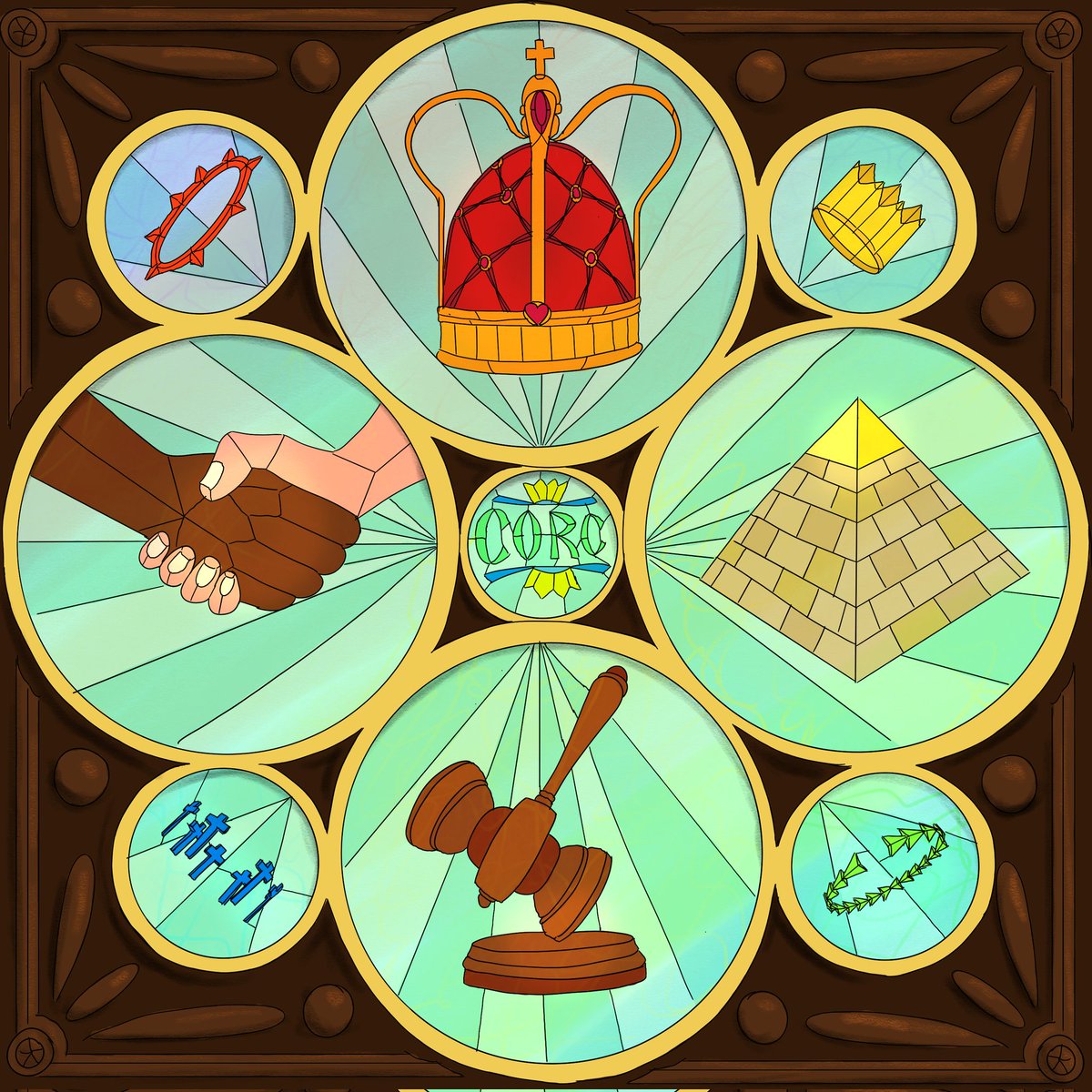 marts_studio's tweet photo. Finally finished an illustration for Coronation II (a few chapters back), a sort of stained glass coat of arms for the Coronation Organization and Regulation Commission https://t.co/Pj1Nzp02rN