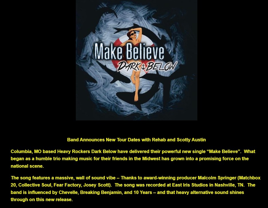 DarkBelowMusic's tweet photo. Shout out to Pete's Rock News And Views for posting about 'Make Believe'! We appreciate your support!!

https://t.co/QWk0du8rG1

#pressrelease #MalcolmSpringer #RockBand #fullcircleentertainment #DarkBelow #JPSProductions #JasonSchrick #MakeBelieve #UMGStudios #NewSingle https://t.co/n0YyeF9jdc