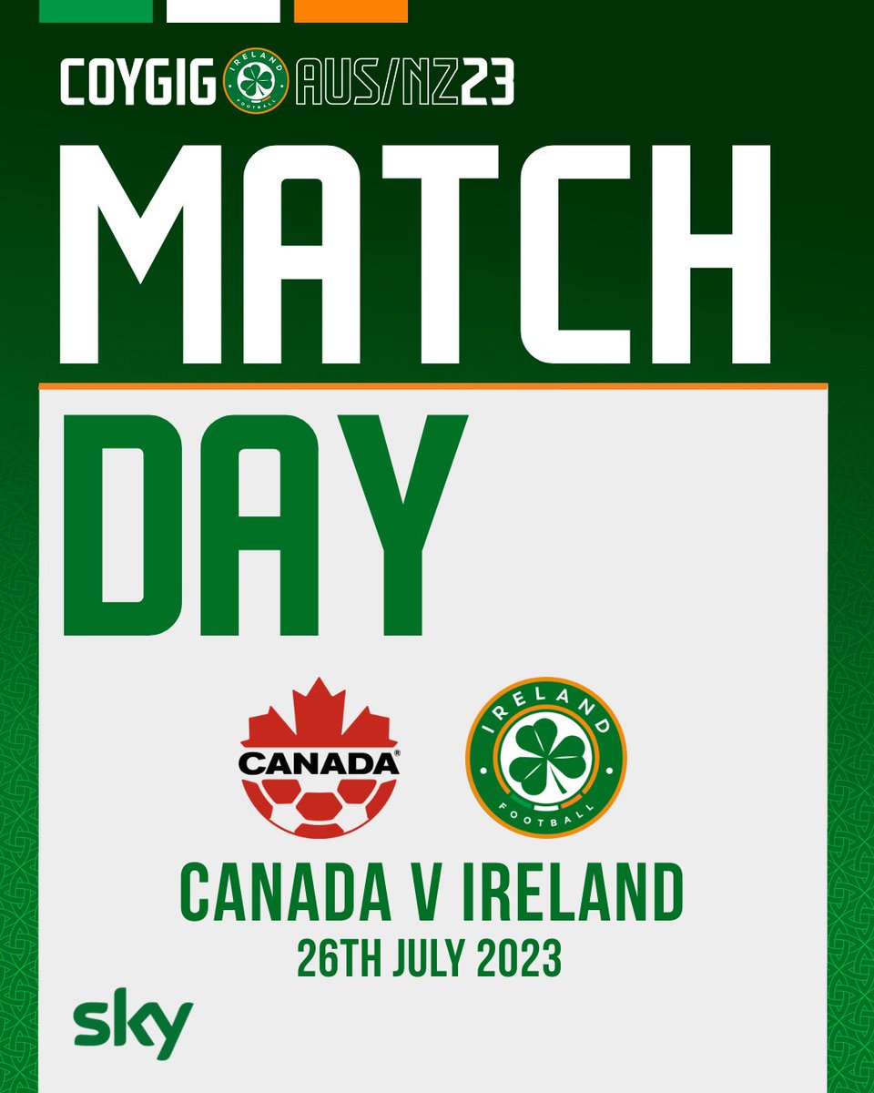IrelandFootball's tweet photo. Let’s GO ☘️ 

⚽️ | Canada v Republic of Ireland
📍 | Perth Rectangular Stadium
⏰ | 8:00pm / 1:00pm (Irish Time)
📺 | RTÉ2 

#COYGIG | #FIFAWWC https://t.co/psBLwj633T