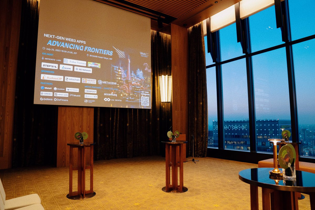 aki_protocol's tweet photo. 🎇An amazing event last night at Bvlgari Hotel Tokyo! 
Thanks everyone for attending! 

Hope you all liked Aki-chan and valuable sharing from @Stepnofficial @0xMJM @degame_l2y @MeteoriteLab and @FoliusVentures. ♥️♥️
Kudos to @kudasai_japan @zetachain @MEEETOfficial @MetaCeneGame and @MetaX_Social @UneMeta_Japan @WLF_Project 👍👍