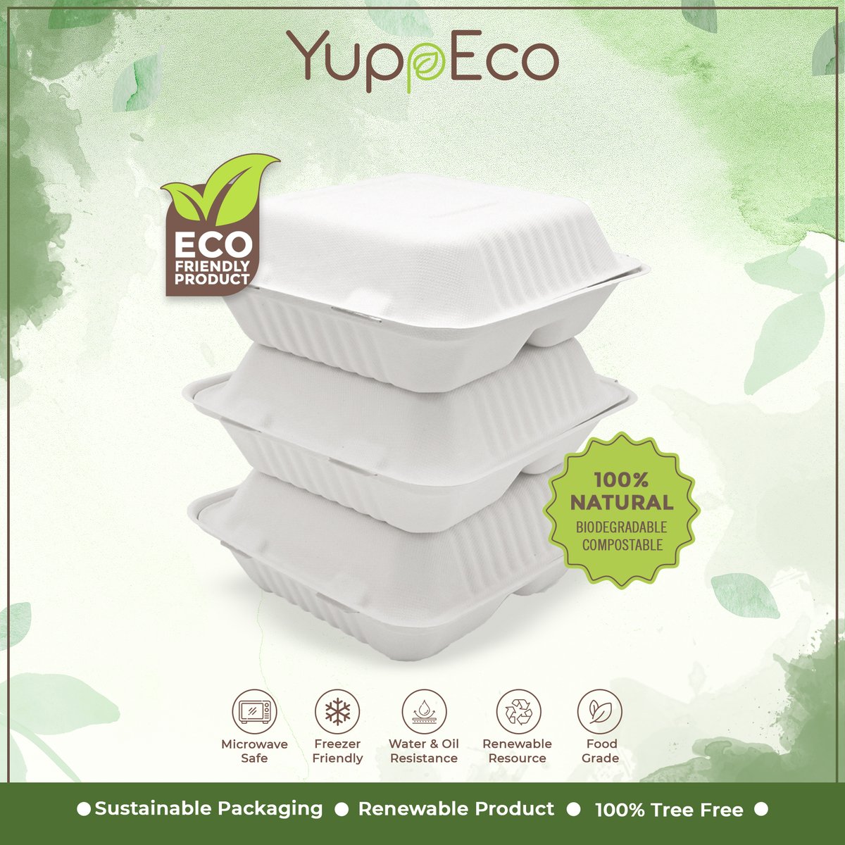 Yupp_Eco's tweet image. "Pack your food responsibly with Yuppeco's Renewable Resource Containers...!"
.
#yuppeco #ecofriendly #clamshellcontainer #whitepackaging #nowaxnoplastic #sustainablechoice #microwavesafe #freezerfriendly #waterresistance #oilresistance #renewableresource #foodgrade