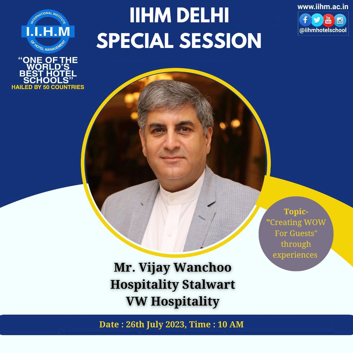 delhi_iihm's tweet image. IIHM Delhi welcomes Mr. Vijay Wanchoo for a special session on How to create WOW experience for a guest by services
#learning #practicalknowledge #expert #iihmdelhi
