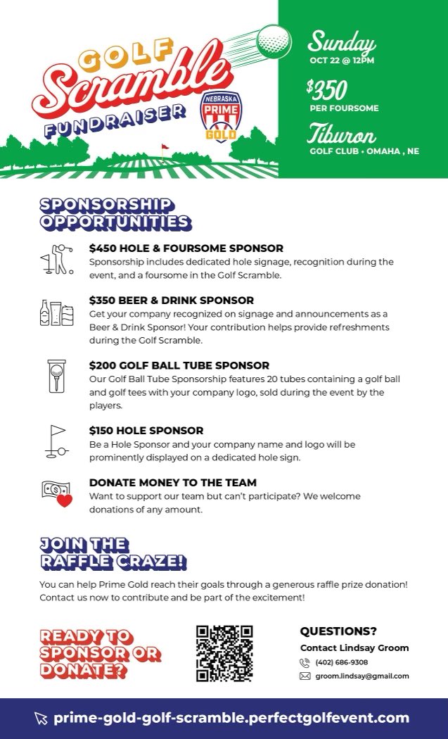 PrimeGold2031's tweet photo. ⛳️ Fore the Love of Baseball! ⚾ Help Prime Gold 11U hit it out of the park with our Golf Scramble Fundraiser! 🏌️‍♂️ Every putt, drive, and chip will raise funds to support tournament triumphs, top-tier equipment, and top-notch facilities. Join us on 10/22 at Tiburon Golf Club! https://t.co/uOITDChWox