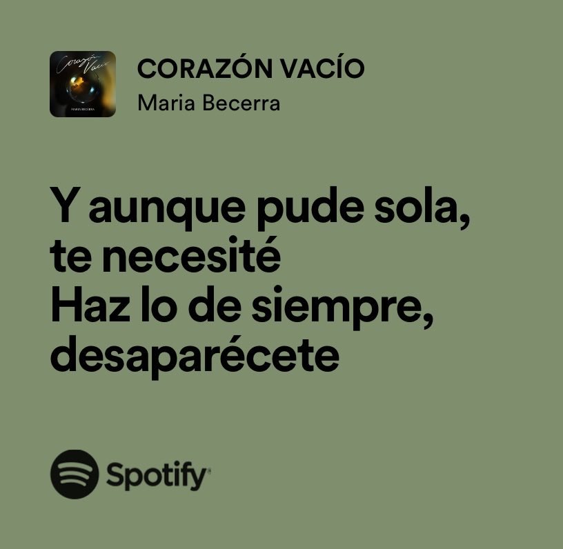 LetraSptfy's tweet photo. maria becerra // corazón vacío. https://t.co/s559VfBSXm