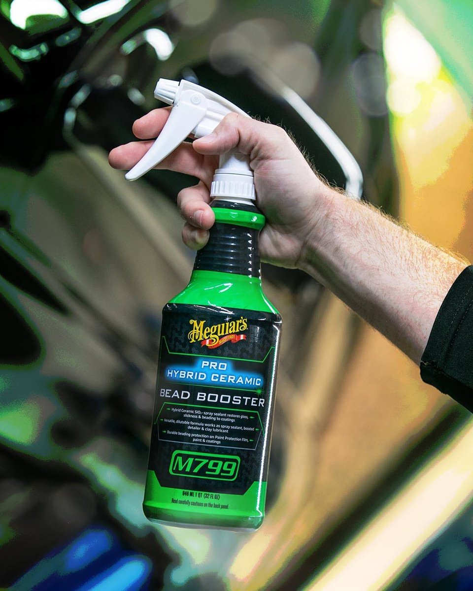 Meguiars's tweet photo. How do you feel about boosting beads &amp; increasing sio2 hybrid ceramic protection &amp; slickness?
M799 Pro Hybrid Ceramic Bead Booster! 💚 

#meguiars #professionaldetailing https://t.co/LBtRytR9q5