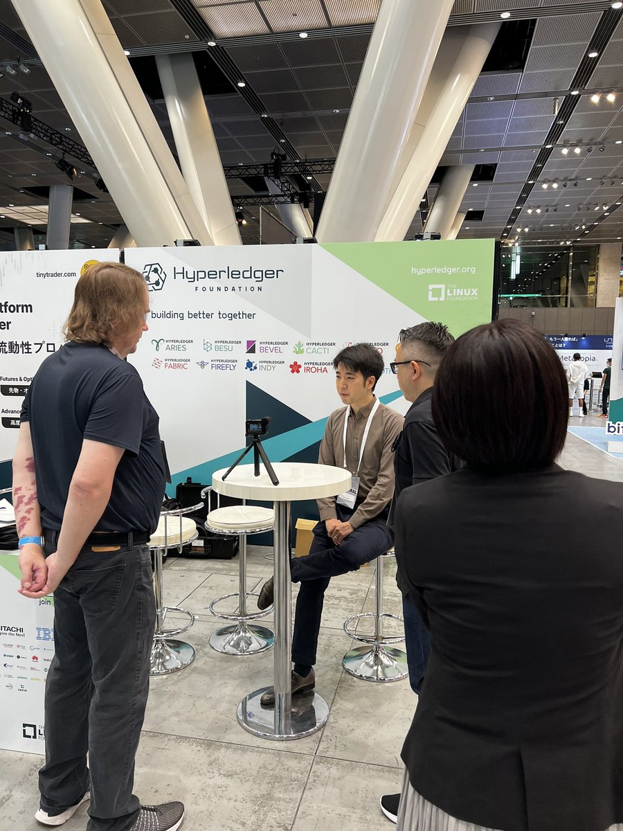 lfdecentralized's tweet photo. Come visit the Hyperledger booth at @WebX_Asia #WebX come speak with one our our Hyperledger Regional Chapter leaders including @satomicchy and member @Oracle representative @Gakumura. Learn about how they are participating and contributing to our Global community, and grab some swag including stickers, electronic pouches and frisbees!