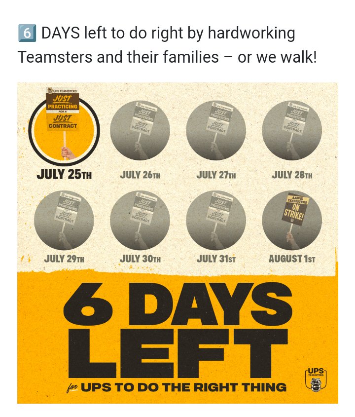 BrJoeBalkis's tweet photo. 7/25/23
#upsNegotiationsUpdate
Back to business / business #unionism
We need to #organize the #VoteNo  We should #WildCat on 8/1
#sob lead people to believe we would be on #strike if we didnt have a #contract on 8/1
#ups didnt #negotiate in a timely fashion
Contact me to organize https://t.co/feWqC1dKFp