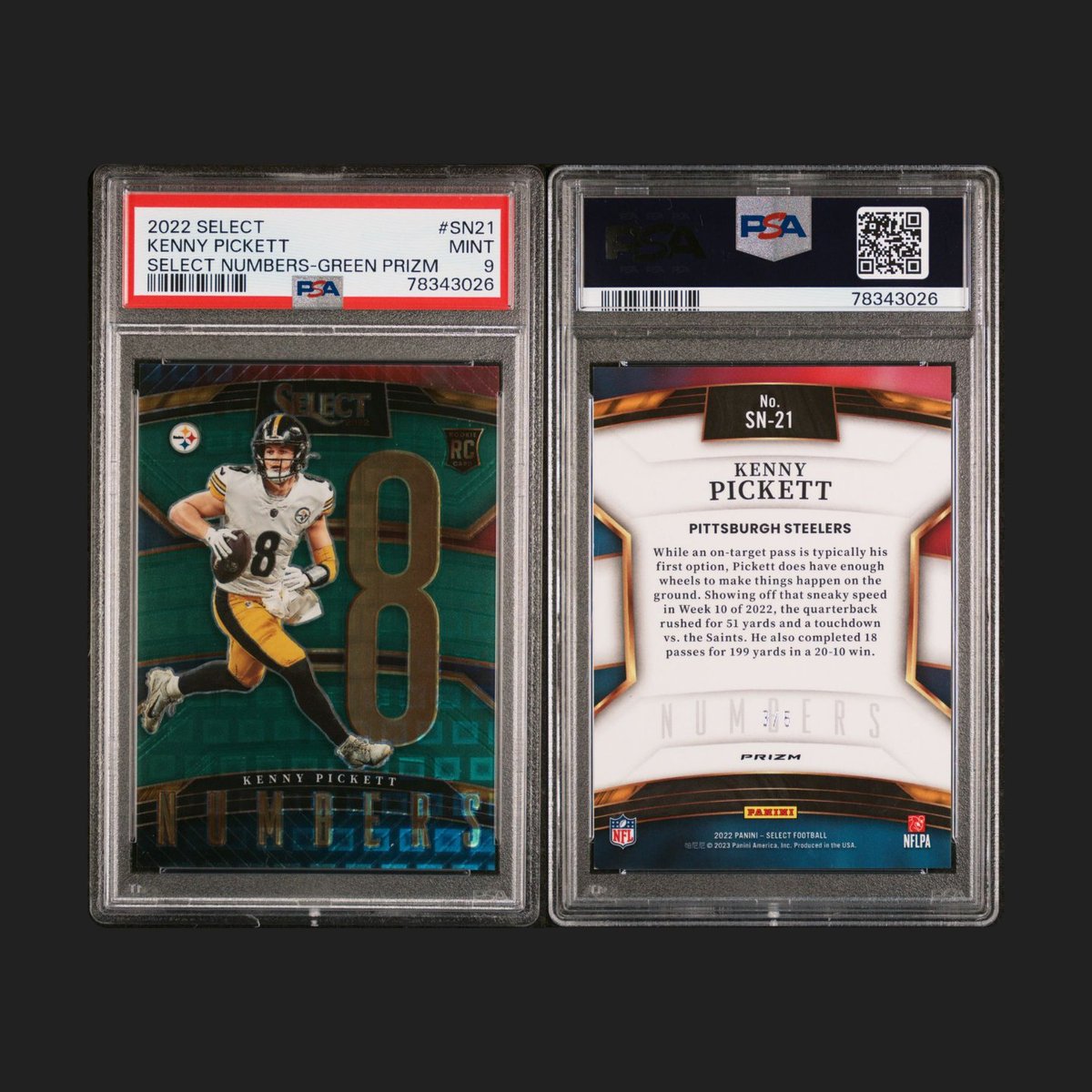 The grade I expected it to be! To the PSA vault and then to @GoldinCo it goes!
#KennyPickett #Panini #PSA #Mint9 #GradeReveal