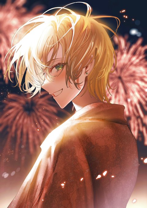 「aerial fireworks short hair」 illustration images(Latest)