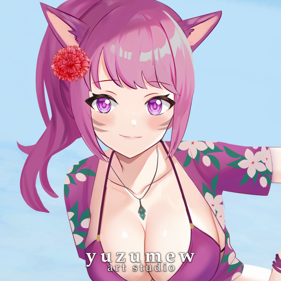 yuzumew's tweet photo. How was your day today? 😊 Today was another hot summer day! Drawing FFXIV swimsuit original characters is always fun when it's in season~ https://t.co/27tjhS1uvT