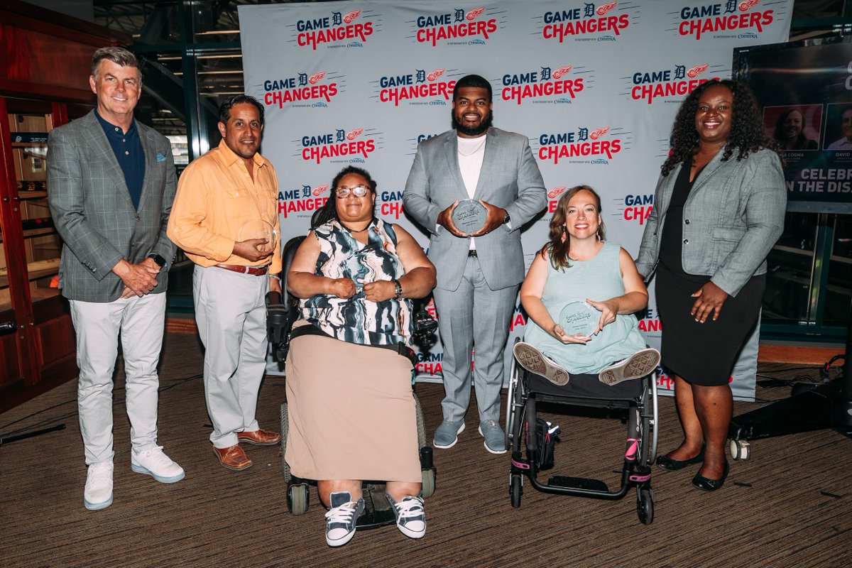 TigersCommunity's tweet photo. In celebration of Disability Pride Month, we honored four Game Chargers making a positive impact in the Detroit community.➡️https://t.co/QzzTkyNOju https://t.co/WhOAhxIkzL