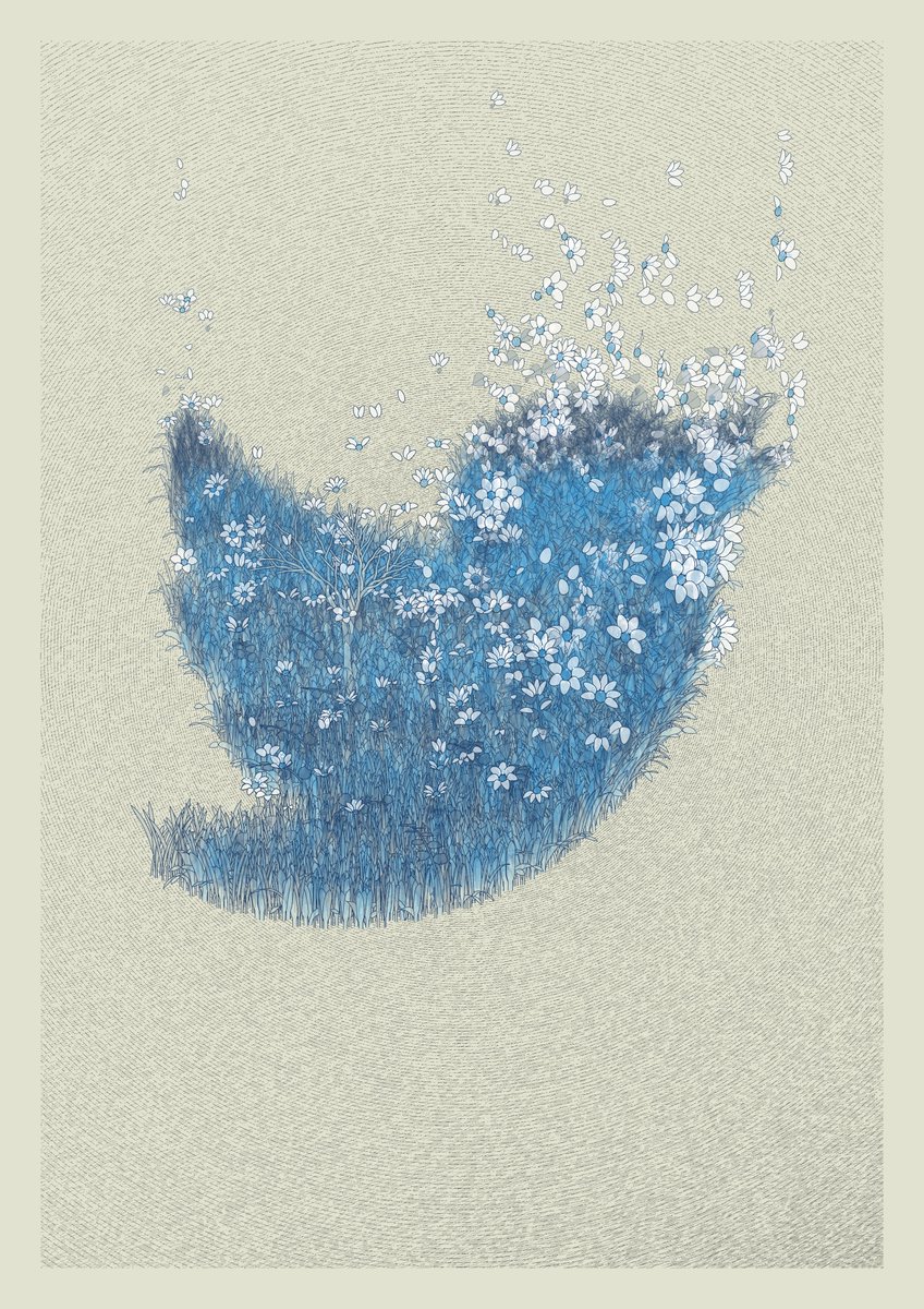 FirstCollector's tweet photo. "Bluebird" ed. of 100. Grateful to be able to collect one of these beautiful and now historical works. Thank you @zancan 🙏 and hat tip @martingrasser | p.s. hoping one day you choose to make plotter works for this ultimate conversion piece!🤞 https://t.co/Gfiyj7sZKw