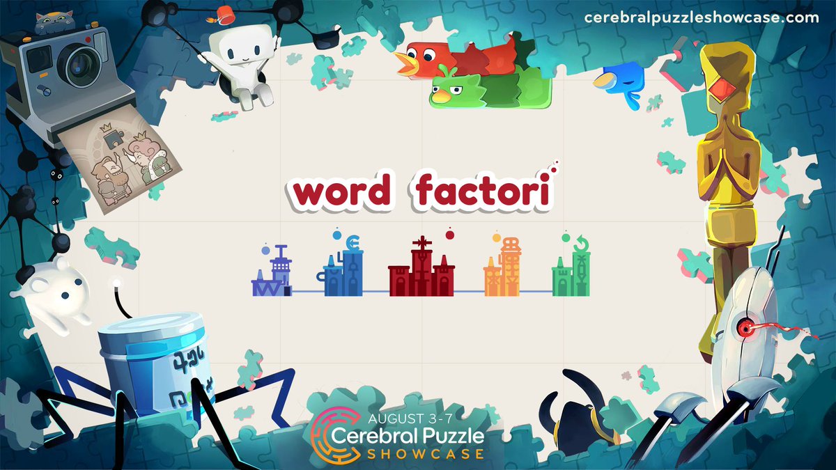 We're excited to announce that Word Factori will be a part of the Cerebral Puzzle Showcase! We'll be launching on the first day of the event (August 3rd), and we'll be bundling with several other amazing puzzle games! See you on Steam!