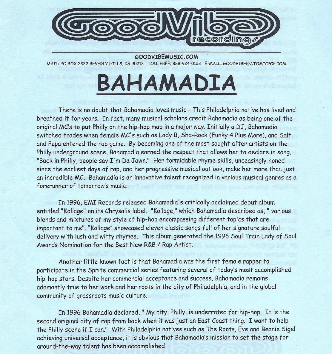 Bahamadia - BB Queen was released on this day 23 years ago. BB Queen is the second album by the Philadelphia rapper. The album peaked at number 25 on the Billboard Independent Albums Chart. It was Bahamadia's first release in four years since her debut album, Kollage.