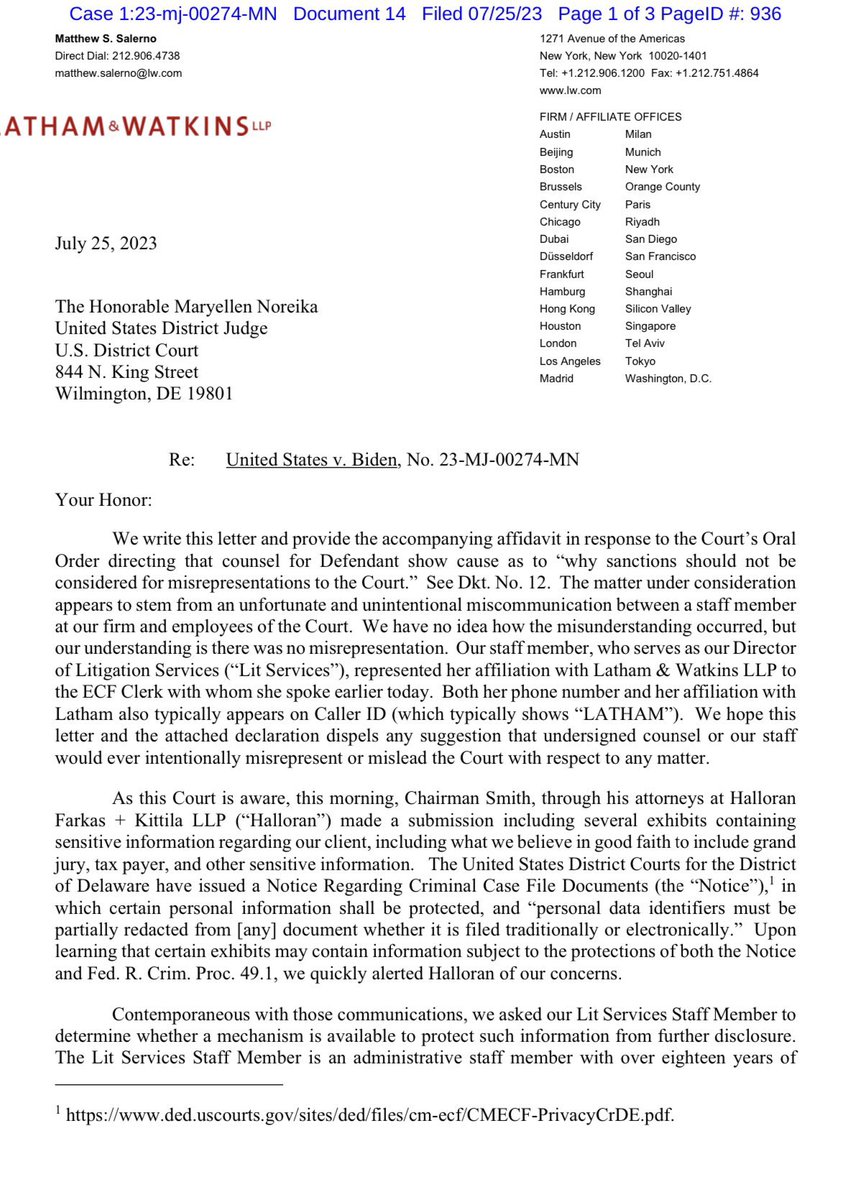 CollinRugg's tweet photo. BREAKING: Hunter Biden’s attorneys respond after they allegedly lied to the Delaware clerk to get key documents against Hunter retracted.

Hunter’s plea deal is now in jeopardy.

According to Hunter’s lawyers, the situation is just one big misunderstanding.

“We stand prepared to address any inquiries of the Court to rectify this misunderstanding. Should the Court consider this letter and the accompanying materials to be an insufficient explanation for this misunderstanding, we request an opportunity to more fully brief and be heard on the issues of concern to the Court.”

Yeah, sure.
