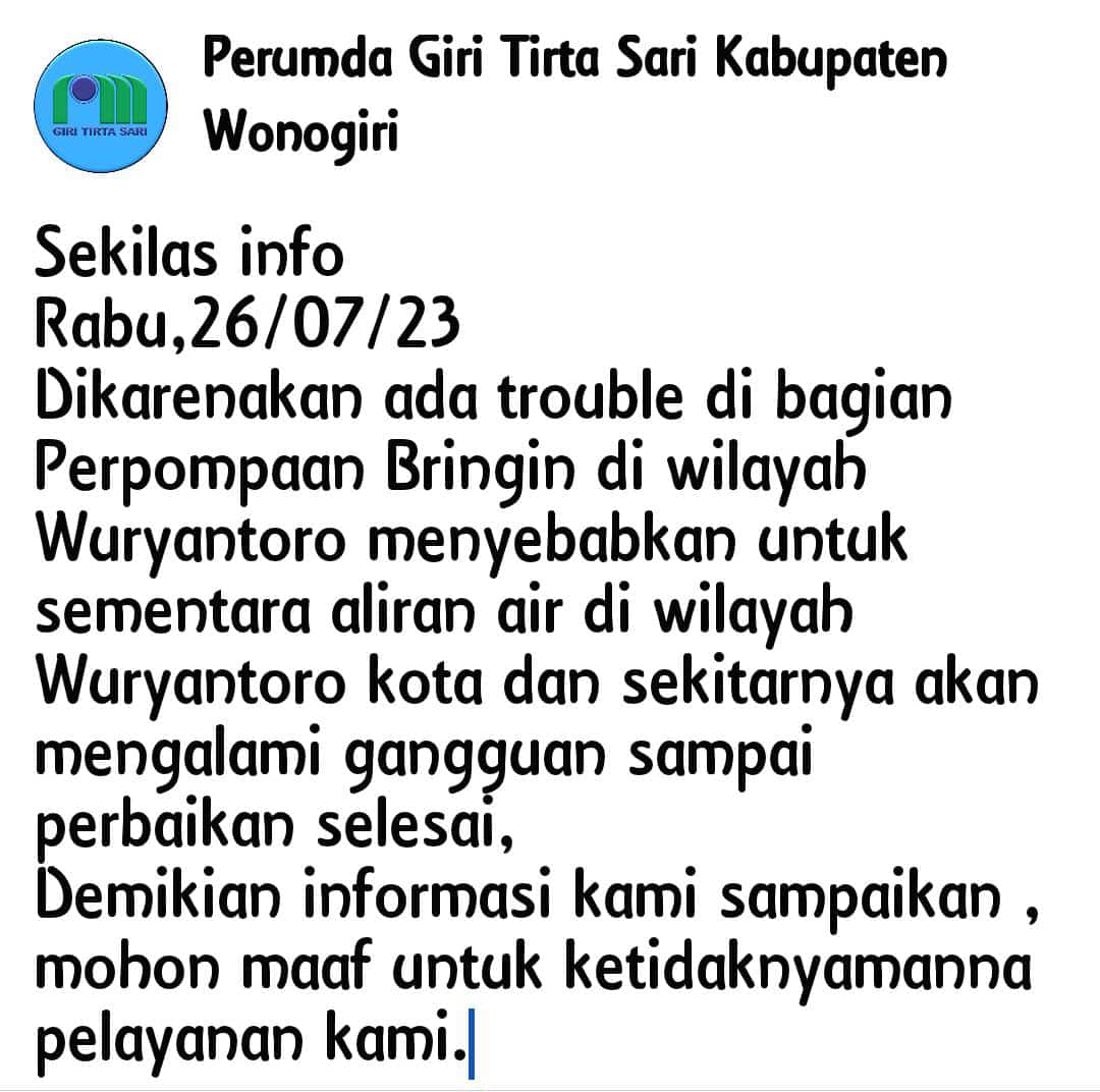 PUDAM Wonogiri (@pdamwng) on Twitter photo 