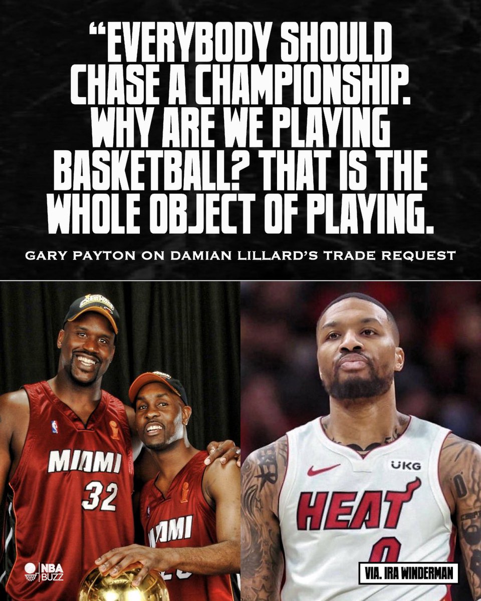 Gary Payton on Damian Lillard requesting a trade to the Miami Heat: 

“Everybody should chase a championship. Why are we playing basketball? That is the whole object of playing basketball. If you want to go somewhere else if you’ve got a chance to win, go there.”

Payton won a… https://t.co/Ne2EZaMBBP https://t.co/4TA05VtucZ