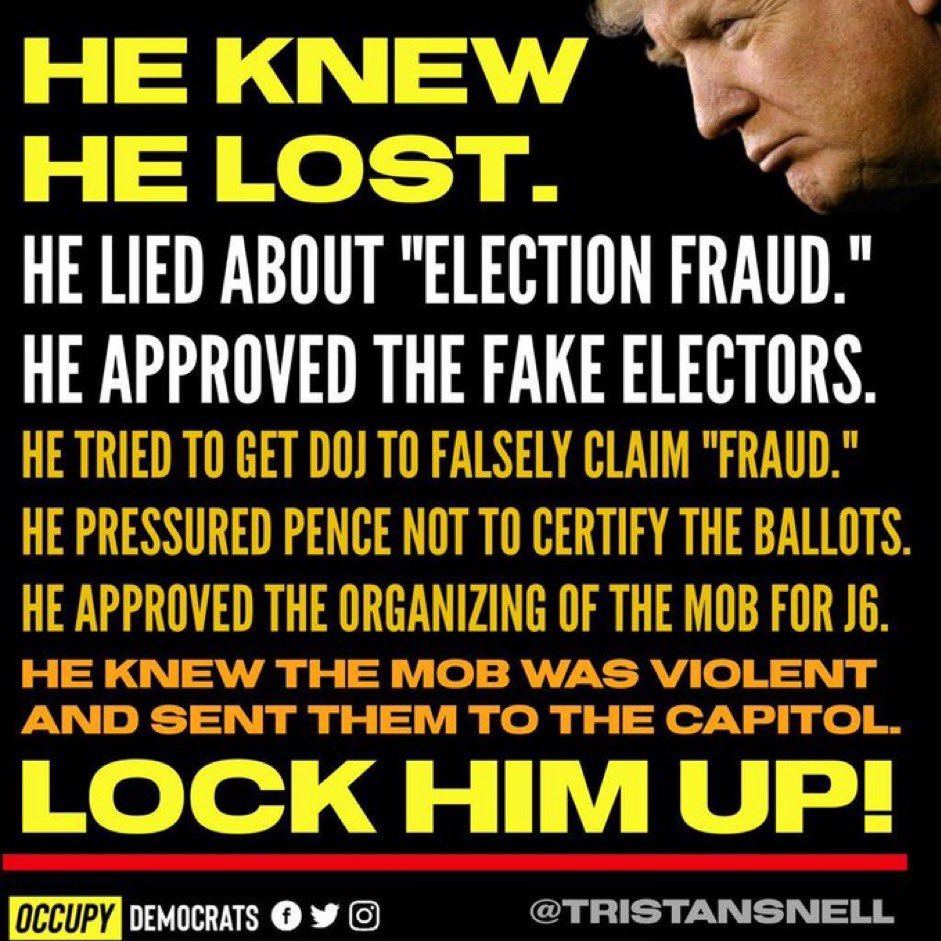 <a href="/GlennPresley8/">Glenn's tweets</a> <a href="/BradMichaels65/">Brad Michaels</a> <a href="/jbg501/">jbg50 ✨🌈🐾</a> <a href="/SheriCarter18/">🇺🇸Sheri</a> <a href="/marklevinshow/">Mark R. Levin</a> <a href="/StephenM/">Stephen Miller</a> Maybe some Republicans like <a href="/HouseGOP/">House Republicans</a> <a href="/SenateGOP/">Senate Republicans</a> Members should stop breaking the law on behalf of and conspiring with the likes of Trump who will go to Prison and take a few with him. 
Spreading the Big Lie! 
He'll "Snitch" his ass off!
#VoteBlue2024 
#VoteBlueDownBallot