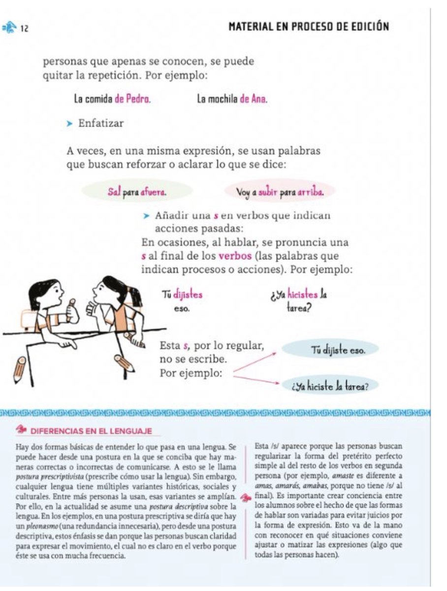 EIJefeDiego's tweet photo. En los libros de texto de la SEP se normaliza el uso de la S al final de los verbos.

       Hicistes
       Vistes
       Dijistes

También se incluyen barbaridades tipo “Salir para afuera” y “Subir para arriba”.

¿Esto es fake, verdad? ¿Verdad? ¿VERDAD? https://t.co/eyizjqJav3